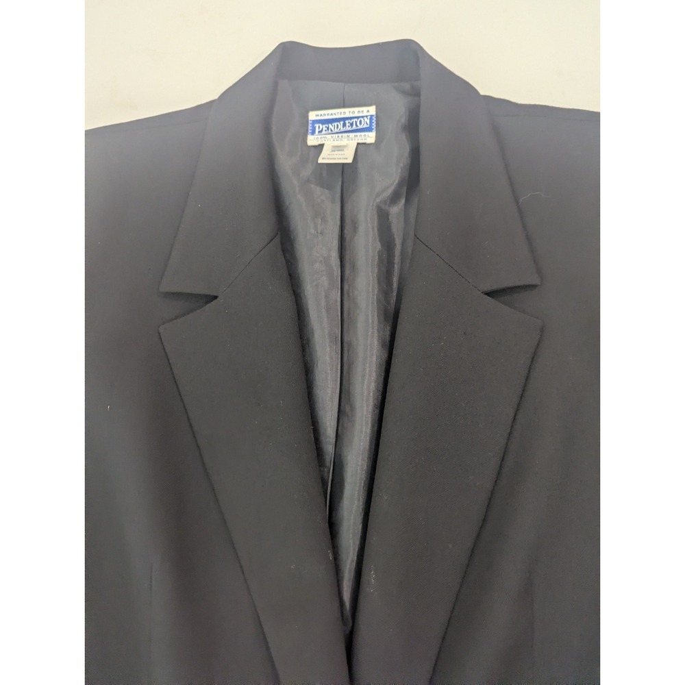 Pendleton Vintage Womens 14 Black 100% Laine Verge Wool Blazer Jacket USA